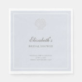Coastal Nautical Shell Blue Elegant Bridal Shower スタンダードランチョンナプキン (正面)