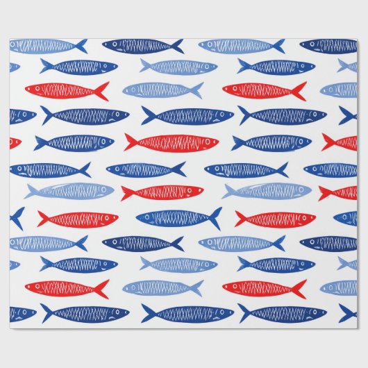 Coastal Nautical Summer Fish Pattern ラッピングペーパー (フラット)