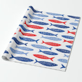 Coastal Nautical Summer Fish Pattern ラッピングペーパー (アンロールド)