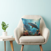 Coastal/nautical tiger shark & coral reef クッション (椅子)