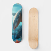 Coastal/nautical tiger shark & coral reef スケートボード (正面)