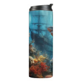 Coastal/nautical tiger shark & coral reef タンブラー (回転左)