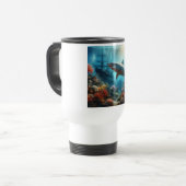 Coastal/nautical tiger shark & coral reef トラベルマグ (正面左)