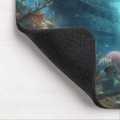 Coastal/nautical tiger shark & coral reef マウスパッド (コーナー)