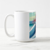 Coastal/Nautical/tropical anime surfer girl コーヒーマグカップ (左)