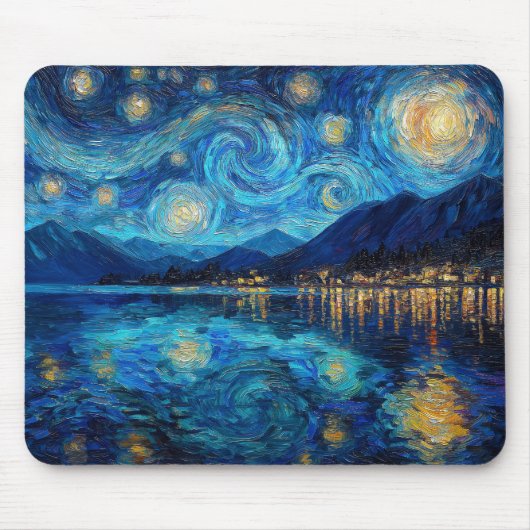 Coastal Night Sky Van Gogh Inspired マウスパッド (正面)