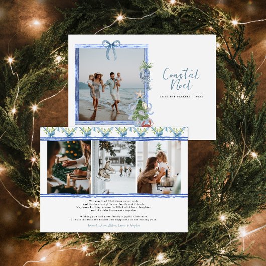 Coastal Noel | Elegant Coastal Christmas Photo シーズンカード
