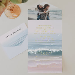Coastal Ocean Beach All in One Wedding Invite オールインワン招待状
