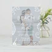 Coastal ocean beach destination wedding all in one 招待状 (スタンド正面)