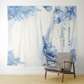 Coastal Ocean Blue Seashell Bridal Shower Welcome タペストリー (インサイチュ(横))
