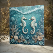 Coastal Ocean Coral Reef Sea Foam Seahorse Couple  タイル