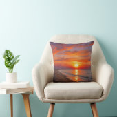 Coastal Ocean Purple Orange Sunset Throw Pillow クッション (椅子)