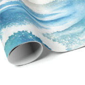 Coastal Ocean Waves Watercolor Wrapping Paper ラッピングペーパー (ロールコーナー)
