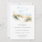 Coastal On the Beach Modern Watercolor Wedding 招待状 (正面)