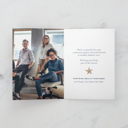 Coastal Oyster Christmas Tree Folded シーズンカード (内部)