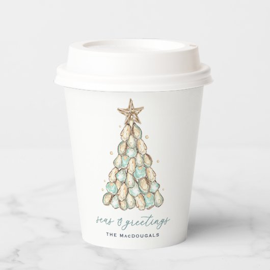 Coastal Oyster Shell Christmas 紙コップ (正面)