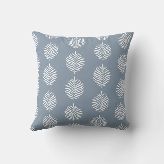 Coastal Palm Leaf Pattern Dusty Blue クッション (裏面)