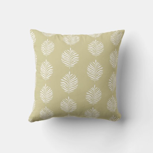 Coastal Palm Leaf Pattern Dusty Yellow クッション (裏面)