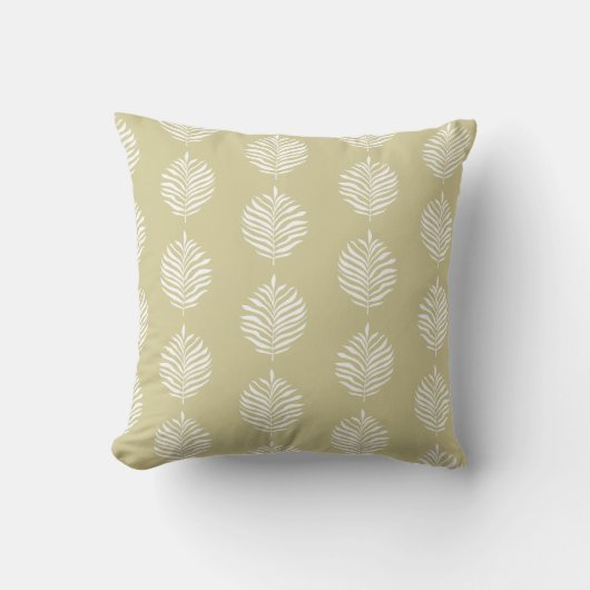 Coastal Palm Leaf Pattern Dusty Yellow クッション (正面)