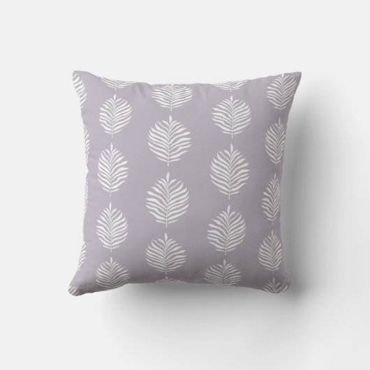 Coastal Palm Leaf Pattern Misty Lilac クッション (裏面)