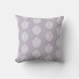 Coastal Palm Leaf Pattern Misty Lilac クッション