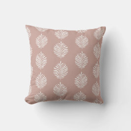 Coastal Palm Leaf Pattern Misty Rose クッション