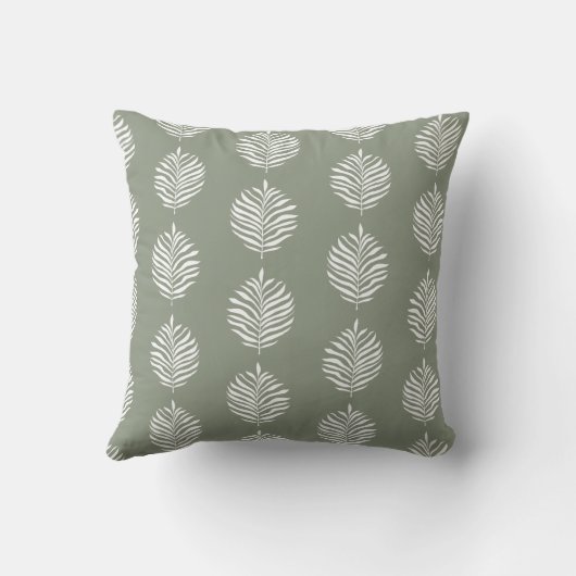 Coastal Palm Leaf Pattern Sage Green クッション (裏面)