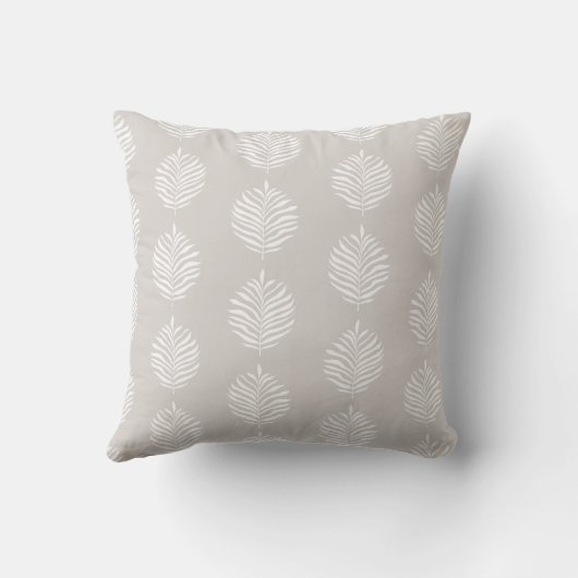 Coastal Palm Leaf Pattern White Sand クッション (裏面)