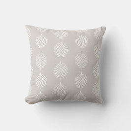 Coastal Palm Leaf Pattern White Sand クッション