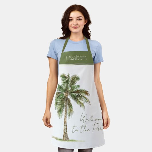 Coastal Palm Tree Personalized エプロン (着用した状態)