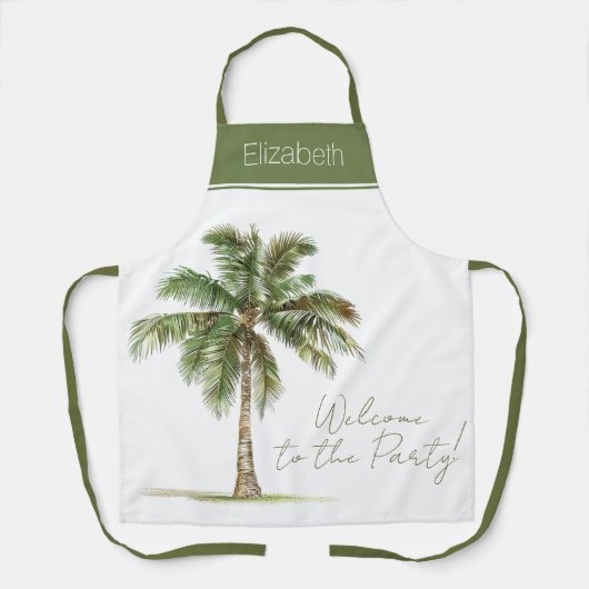 Coastal Palm Tree Personalized エプロン (正面)