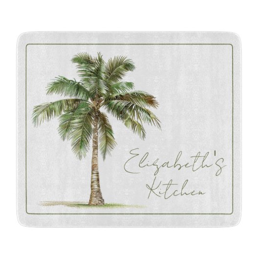 Coastal Palm Tree Personalized カッティングボード (正面)