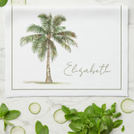 Coastal Palm Tree Personalized キッチンタオル