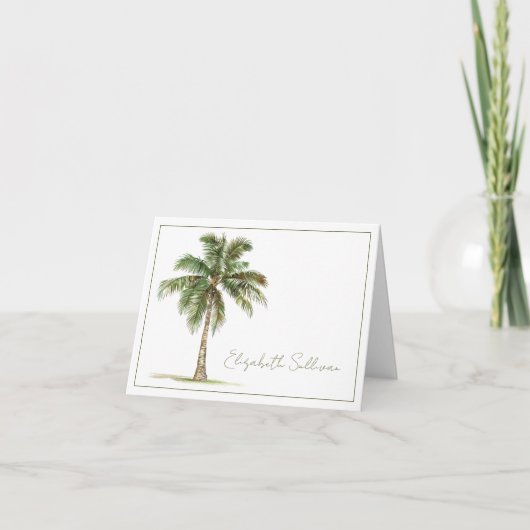 Coastal Palm Tree Personalized ノートカード (正面)