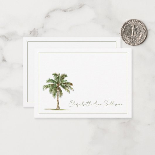 Coastal Palm Tree Personalized ノートカード (正面/裏面インサイチュ)