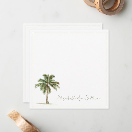 Coastal Palm Tree Personalized ノートカード (正面/裏面インサイチュ)