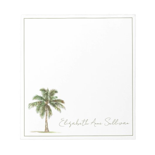 Coastal Palm Tree Personalized ノートパッド (正面)