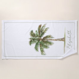 Coastal Palm Tree Personalized ビーチタオル