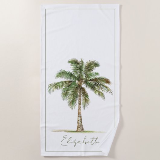 Coastal Palm Tree Personalized ビーチタオル (正面)