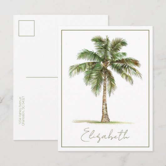 Coastal Palm Tree Personalized ポストカード (正面/裏面)