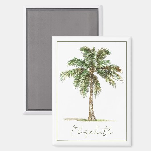 Coastal Palm Tree Personalized マグネット (正面/裏面)