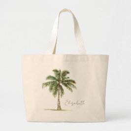 Coastal Palm Tree Personalized ラージトートバッグ