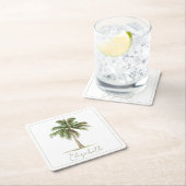 Coastal Palm Tree Personalized Party スクエアペーパーコースター (インサイチュ)