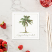 Coastal Palm Tree Personalized Party スタンダードカクテルナプキン (インサイチュ)