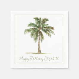 Coastal Palm Tree Personalized Party スタンダードカクテルナプキン