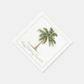 Coastal Palm Tree Personalized Party スタンダードカクテルナプキン (角)