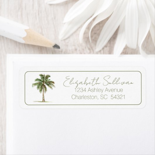 Coastal Palm Tree Personalized Return Address ラベル (インサイチュ)