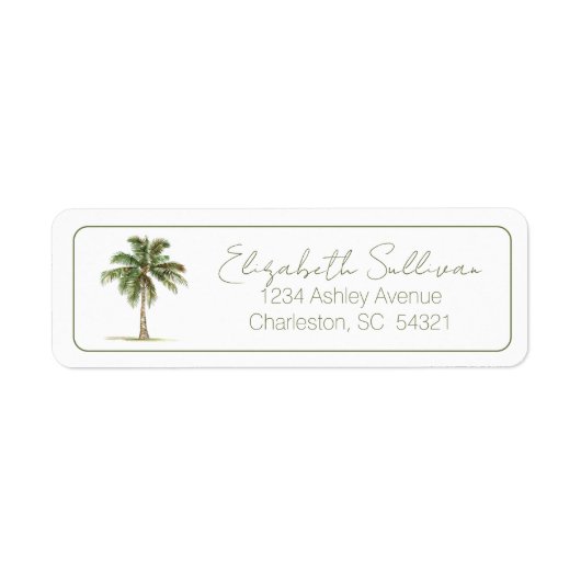 Coastal Palm Tree Personalized Return Address ラベル (正面)