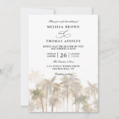 Coastal Palm Trees Beach Modern QR Code Wedding 招待状 (正面)