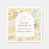 Coastal Pastel Animals Baby Shower スタンダードカクテルナプキン (正面)
